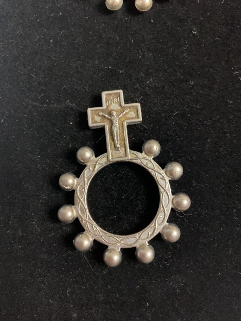 Vintage INRI Mid-20thCentury Italian Finger Rosary Ring